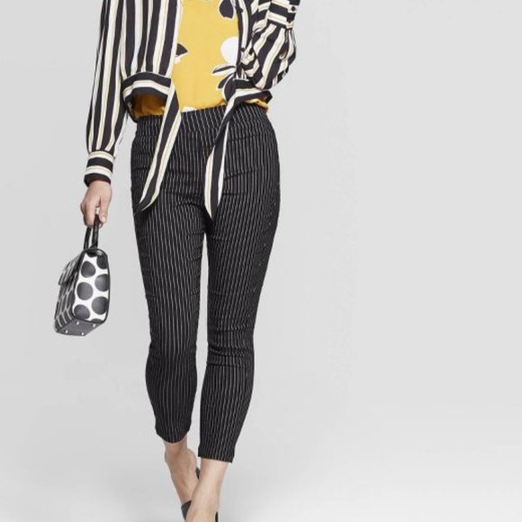 who what wear dark navy striped skinny crop - Picture 3 of 7